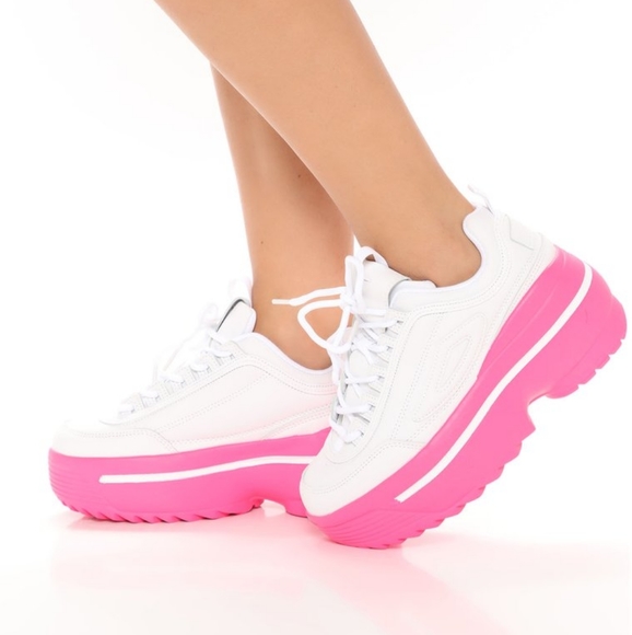 3 inch white platform sneakers
